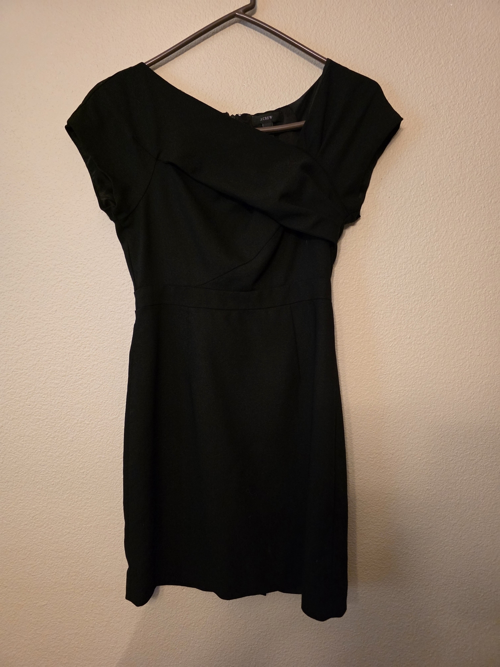J. Crew Black Cap-Sleeve Crossover Mini Dress